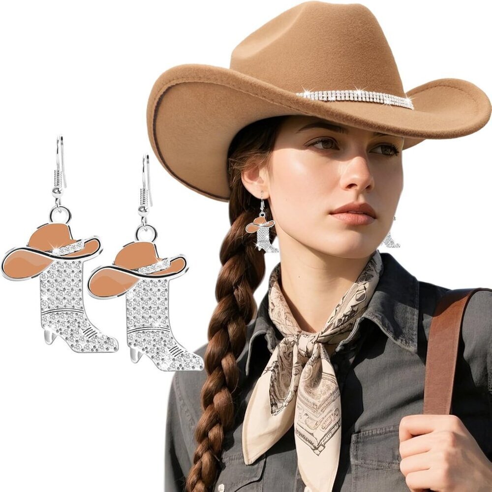 Women's Khaki Western with Braided Band Buckle Classic Fedora Cowboy Felt Hat
